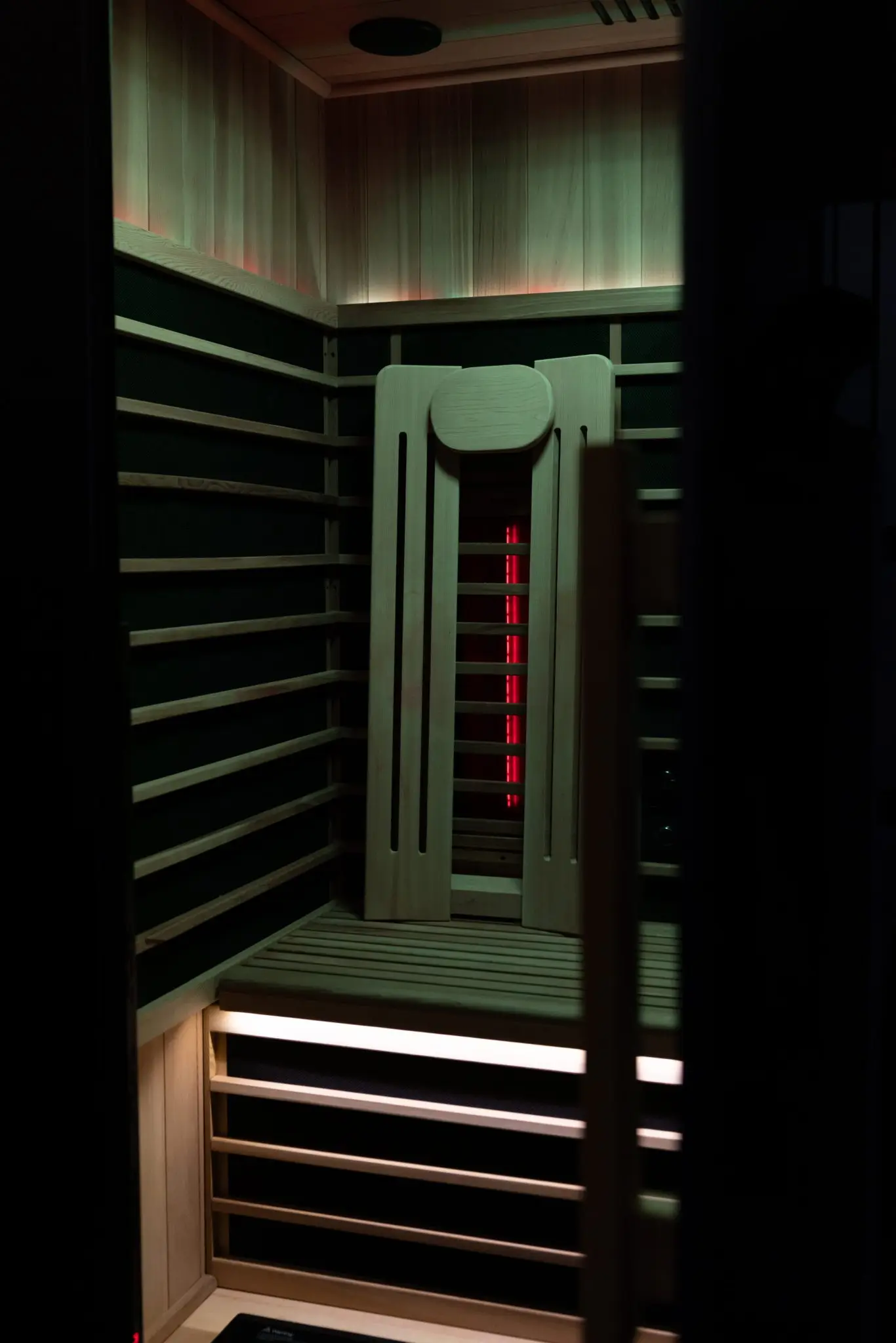 One of the private infrared sauna suites